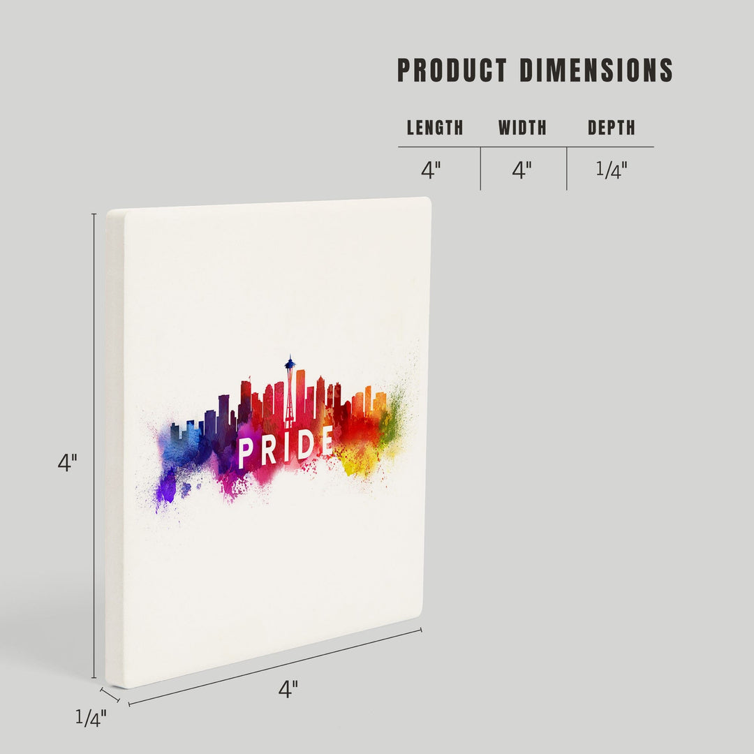 Seattle, Washington, Gay Pride, Skyline Abstract, Coasters Coasters Lantern Press 