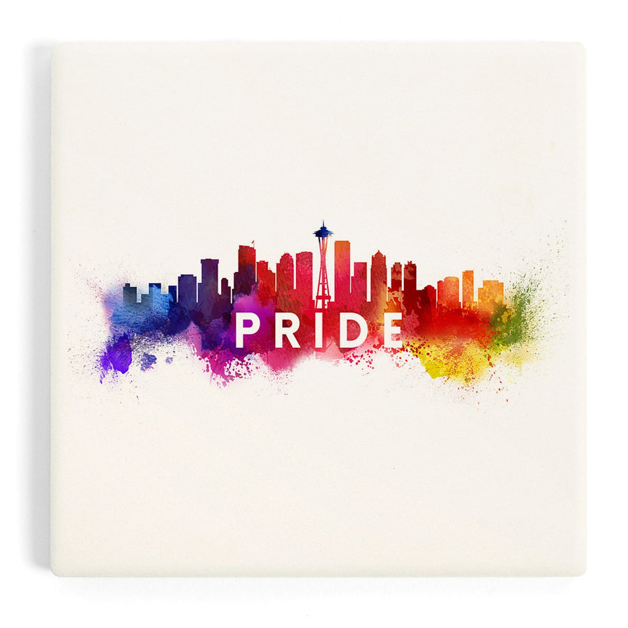 Seattle, Washington, Gay Pride, Skyline Abstract, Coasters Coasters Lantern Press 