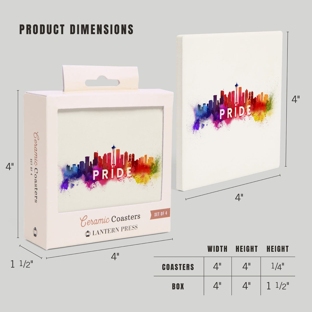 Seattle, Washington, Gay Pride, Skyline Abstract, Coasters Coasters Lantern Press 
