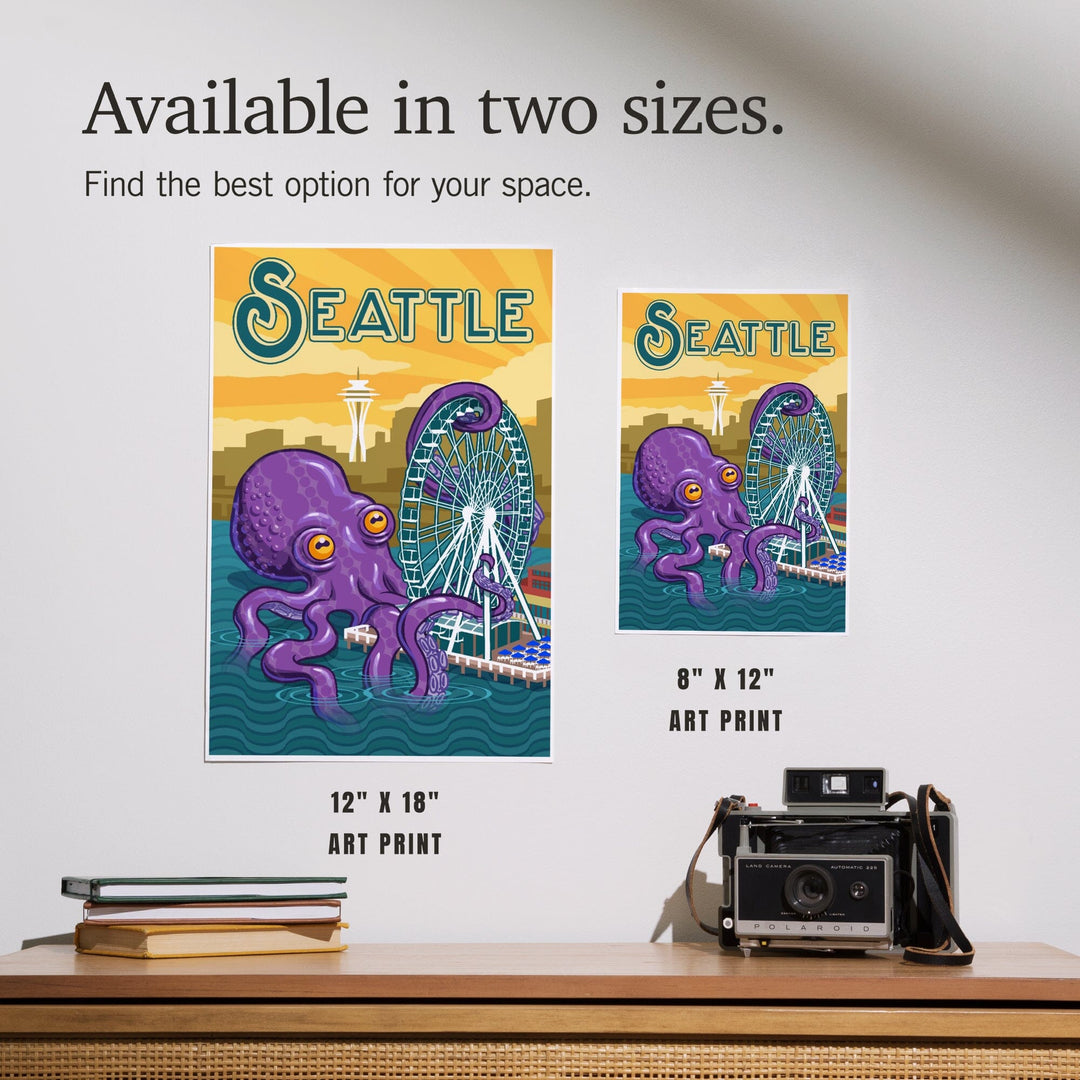 Seattle, Washington, Giant Octopus, Art & Giclee Prints Art Lantern Press 