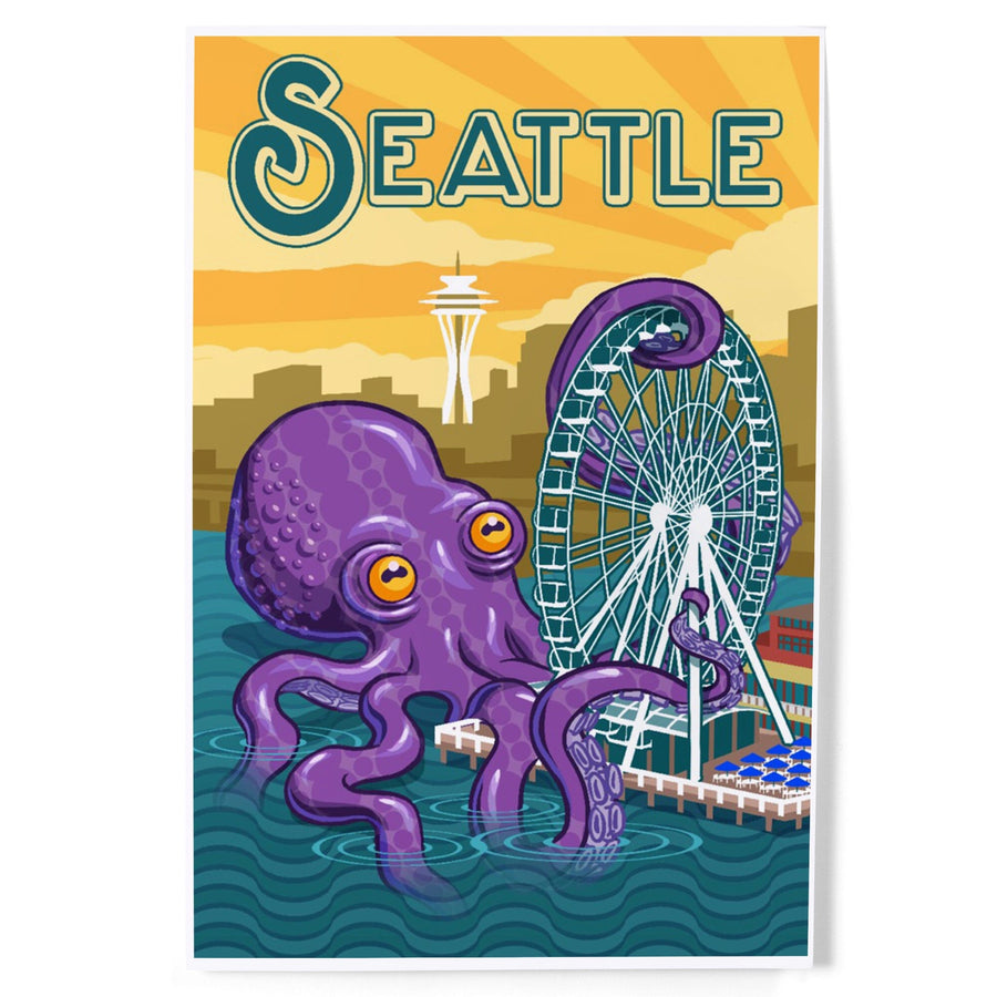 Seattle, Washington, Giant Octopus, Art & Giclee Prints Art Lantern Press 