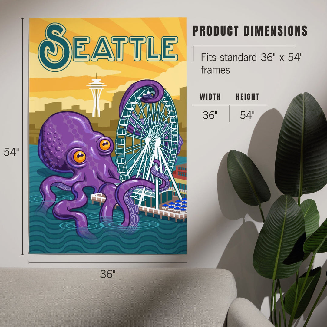 Seattle, Washington, Giant Octopus, Art & Giclee Prints Art Lantern Press 