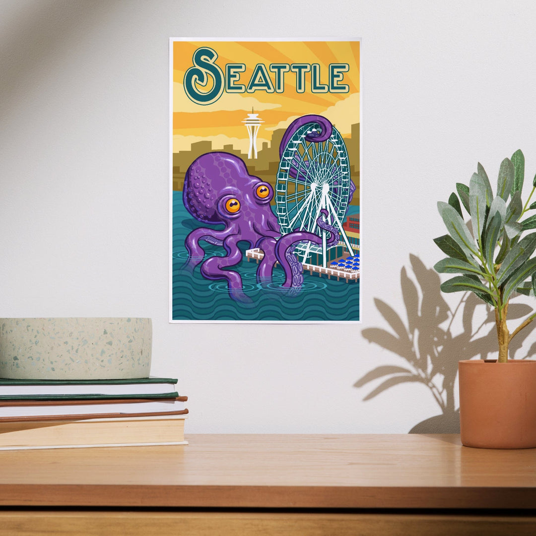 Seattle, Washington, Giant Octopus, Art & Giclee Prints Art Lantern Press 