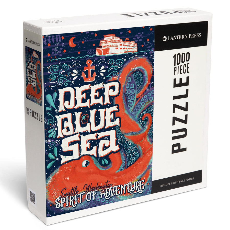 Seattle, Washington, Giant Octopus, Deep Blue Sea, Spirit Of Adventure, Jigsaw Puzzle Puzzle Lantern Press 