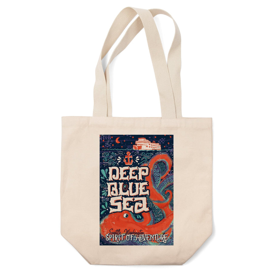 Seattle, Washington, Giant Octopus, Deep Blue Sea, Spirit Of Adventure, Tote Bag Totes Lantern Press 