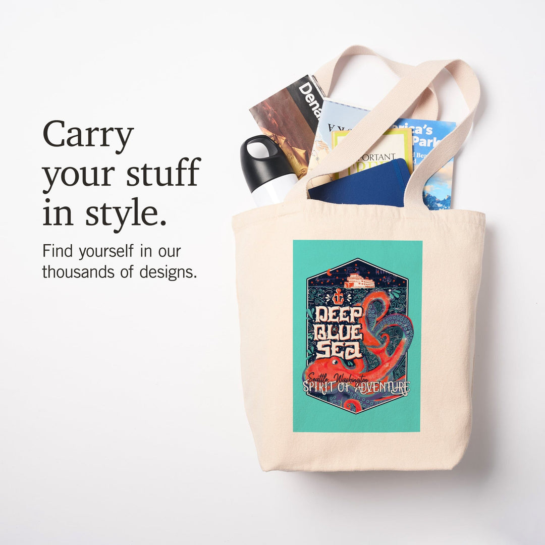 Seattle, Washington, Giant Octopus, Deep Blue Sea, Spirit Of Adventure,, Tote Bag Totes Lantern Press 