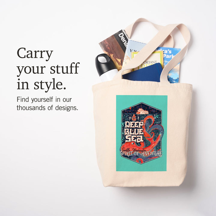 Seattle, Washington, Giant Octopus, Deep Blue Sea, Spirit Of Adventure,, Tote Bag Totes Lantern Press 