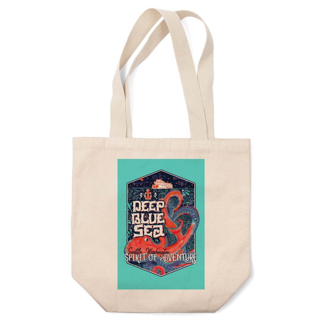 Seattle, Washington, Giant Octopus, Deep Blue Sea, Spirit Of Adventure,, Tote Bag Totes Lantern Press 