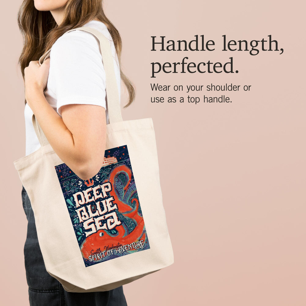 Seattle, Washington, Giant Octopus, Deep Blue Sea, Spirit Of Adventure, Tote Bag Totes Lantern Press 
