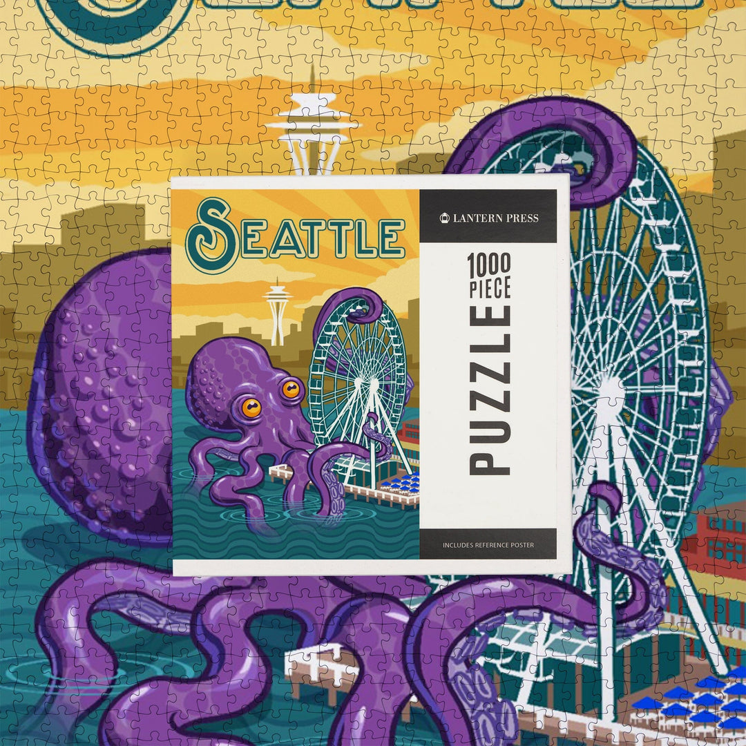 Seattle, Washington, Giant Octopus, Jigsaw Puzzle Puzzle Lantern Press 