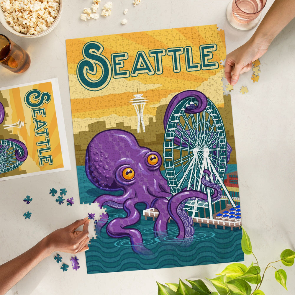 Seattle, Washington, Giant Octopus, Jigsaw Puzzle Puzzle Lantern Press 