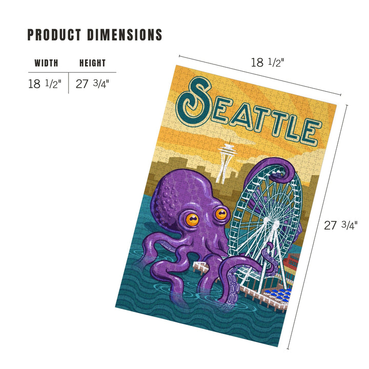 Seattle, Washington, Giant Octopus, Jigsaw Puzzle Puzzle Lantern Press 