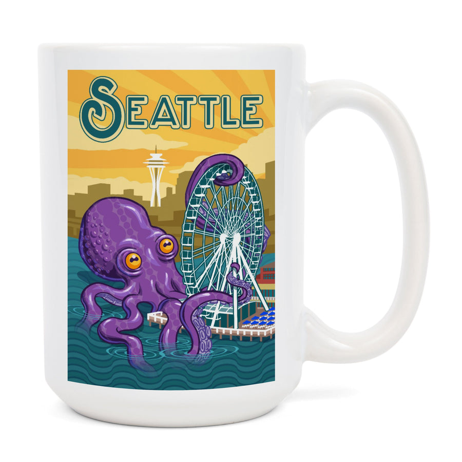Seattle, Washington, Giant Octopus, Lantern Press Artwork, Ceramic Mug Mugs Lantern Press 