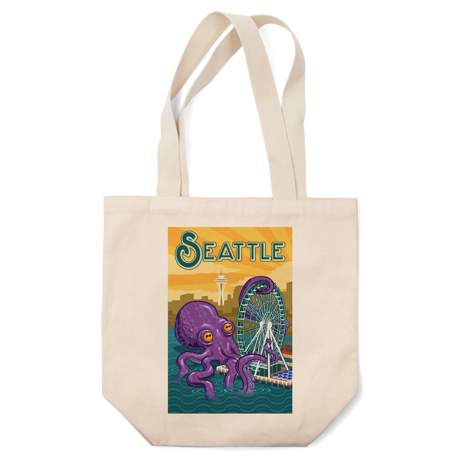 Seattle, Washington, Giant Octopus, Lantern Press Artwork, Tote Bag Totes Lantern Press 