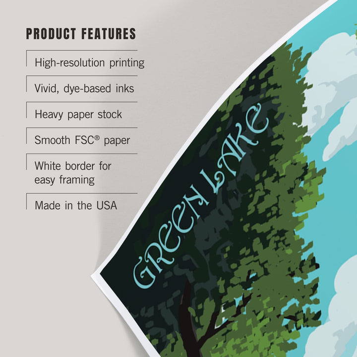 Seattle, Washington, Green Lake Pathway, Art & Giclee Prints Art Lantern Press 