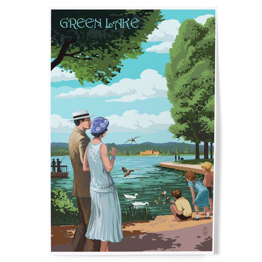 Seattle, Washington, Green Lake Pathway, Art & Giclee Prints Art Lantern Press 