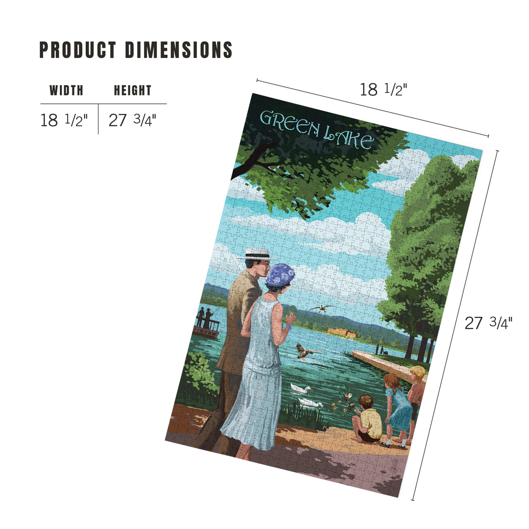 Seattle, Washington, Green Lake Pathway, Jigsaw Puzzle Puzzle Lantern Press 