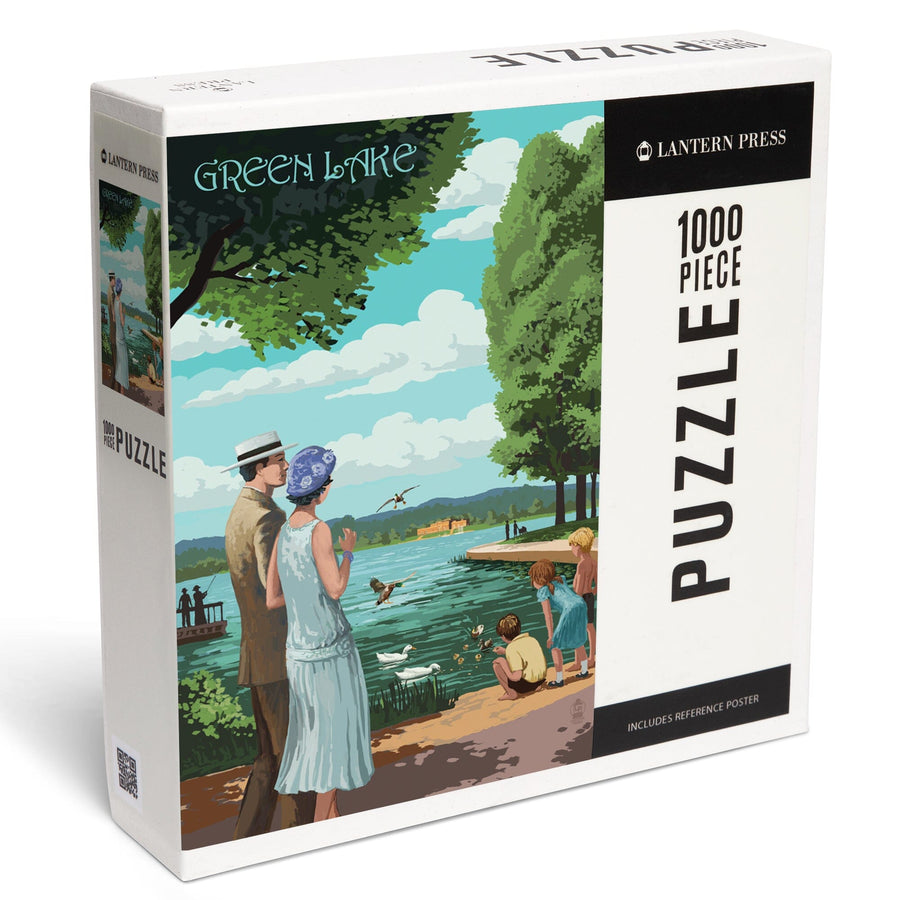 Seattle, Washington, Green Lake Pathway, Jigsaw Puzzle Puzzle Lantern Press 