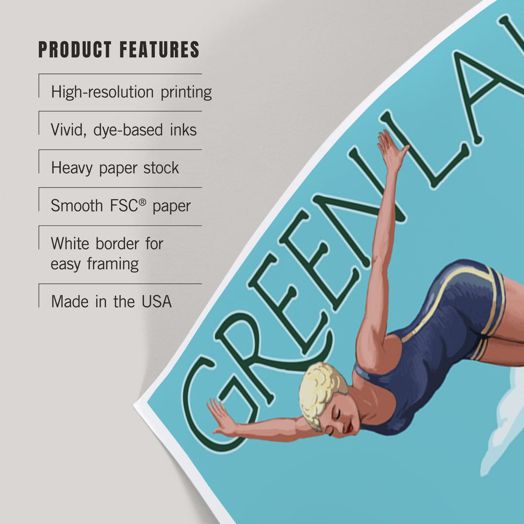 Seattle, Washington, Green Lake Woman Diving, Art & Giclee Prints Art Lantern Press 