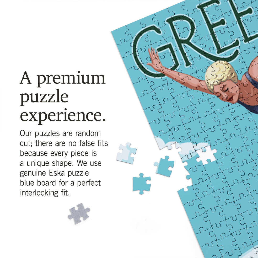 Seattle, Washington, Green Lake Woman Diving, Jigsaw Puzzle Puzzle Lantern Press 