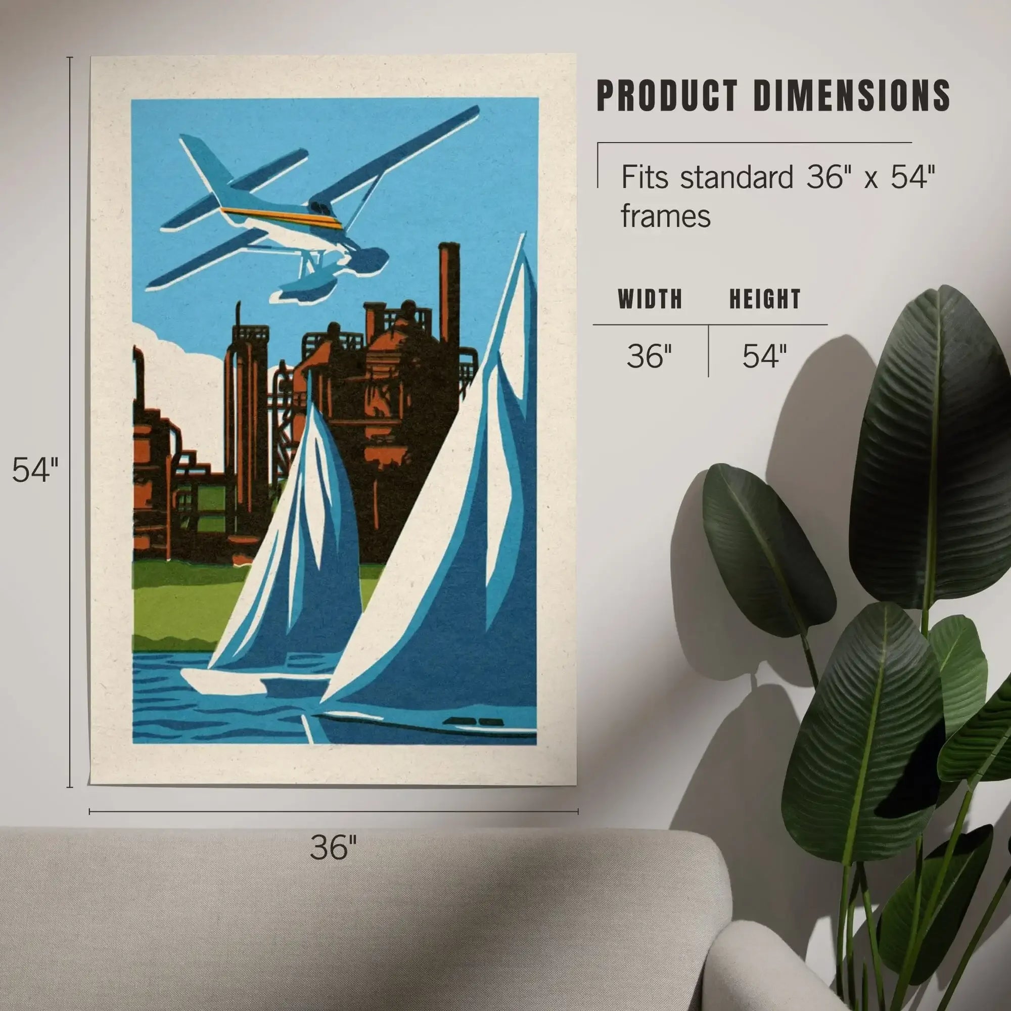Seattle, Washington, Lake Union, Woodblock art prints, metal signs