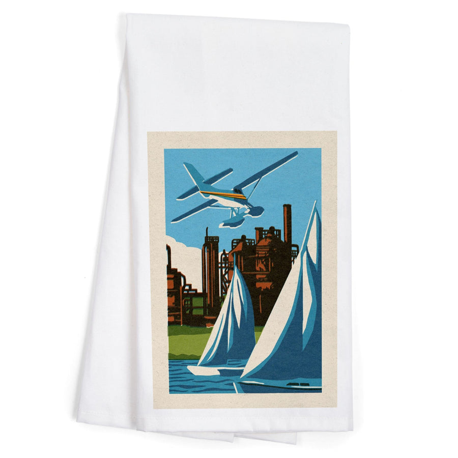 Seattle, Washington, Lake Union, Woodblock, Jigsaw Puzzle Kitchen Lantern Press 