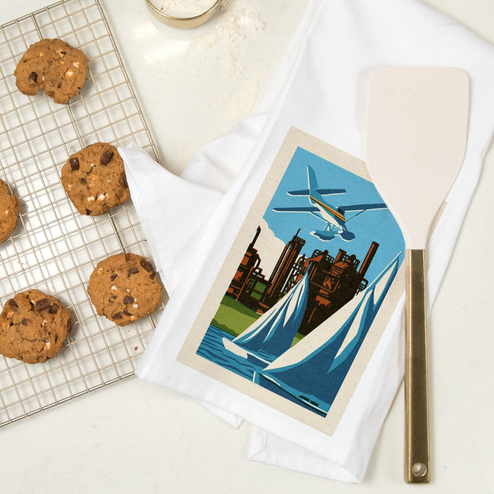 Seattle, Washington, Lake Union, Woodblock, Jigsaw Puzzle Kitchen Lantern Press 