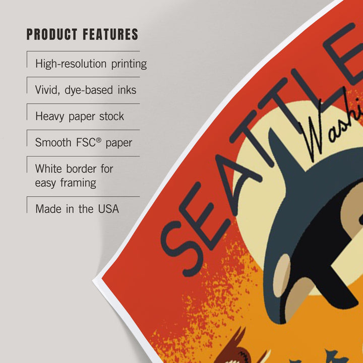 Seattle, Washington, Marine Animals, Geometric, Art & Giclee Prints Art Lantern Press 