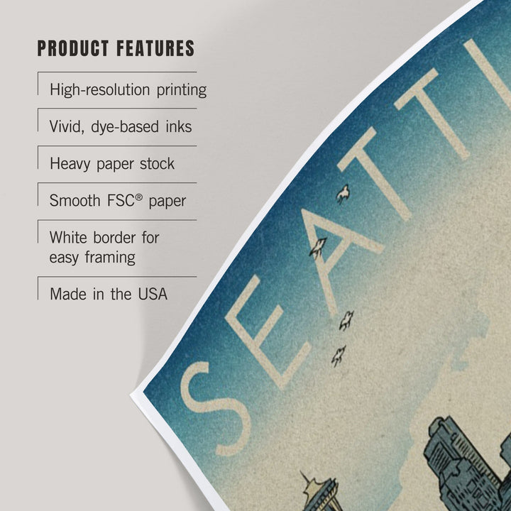 Seattle, Washington, Mermaid, Art & Giclee Prints Art Lantern Press 