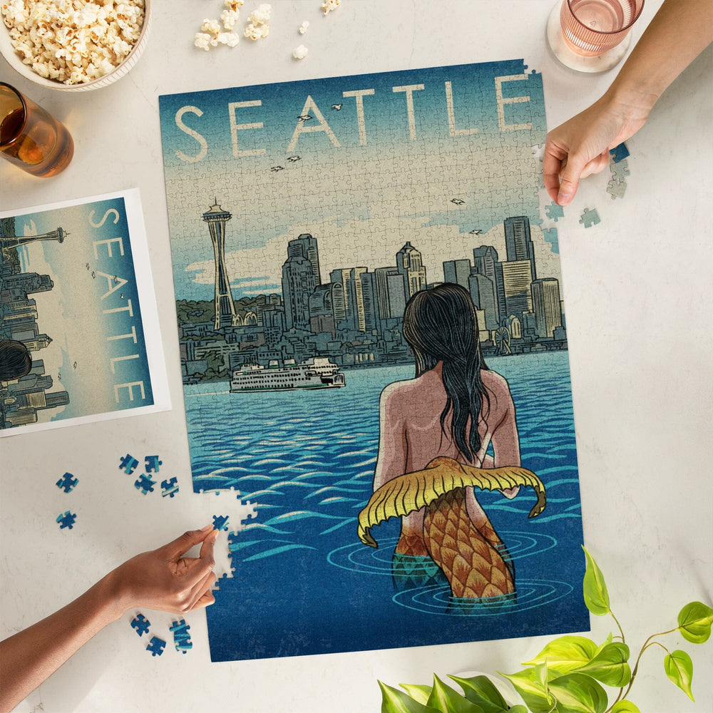 Seattle, Washington, Mermaid, Jigsaw Puzzle Puzzle Lantern Press 