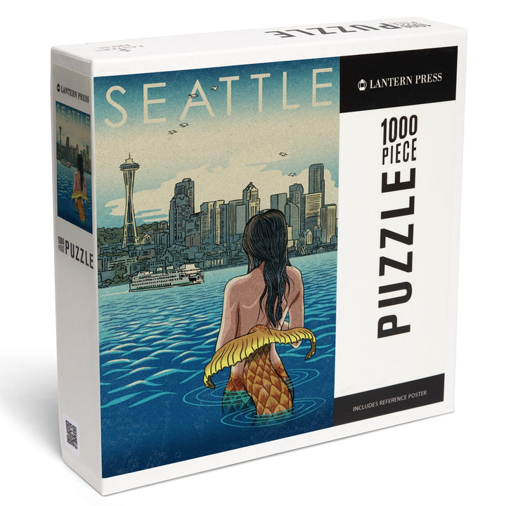 Seattle, Washington, Mermaid, Jigsaw Puzzle Puzzle Lantern Press 