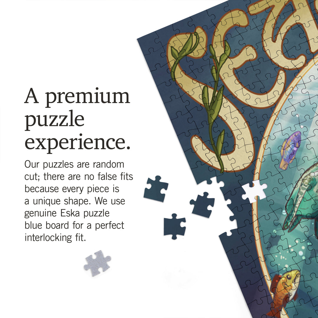 Seattle, Washington, Mermaid Scene, Jigsaw Puzzle Puzzle Lantern Press 