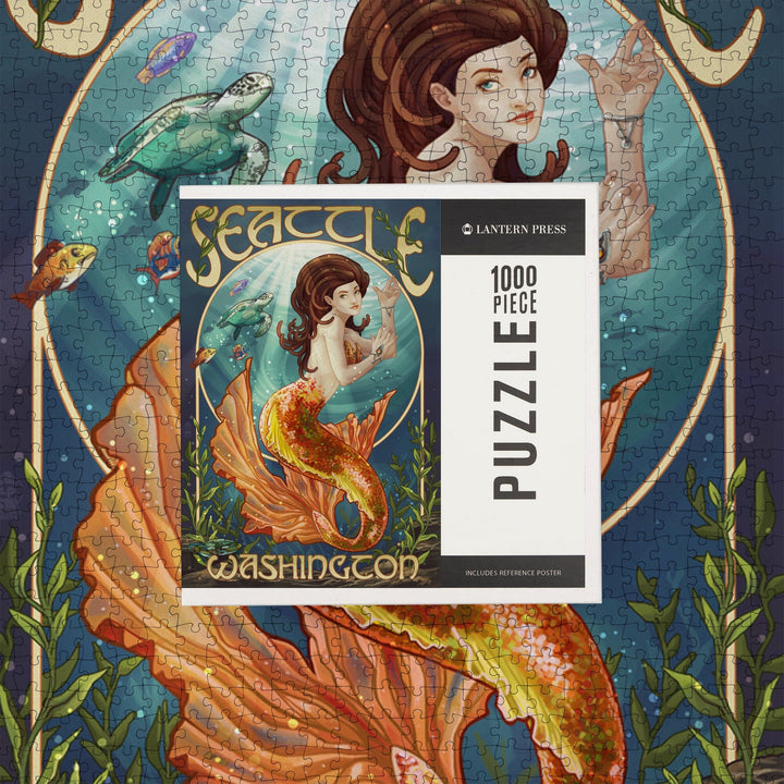 Seattle, Washington, Mermaid Scene, Jigsaw Puzzle Puzzle Lantern Press 