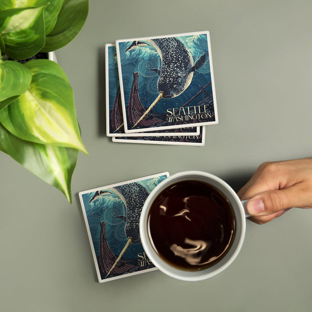 Seattle, Washington, Narwhal Letterpress, Coasters Coasters Lantern Press 