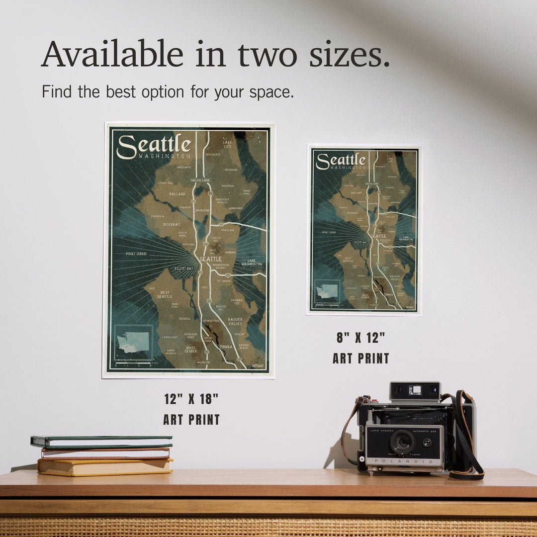 Seattle, Washington, Nautical Map, Art & Giclee Prints Art Lantern Press 