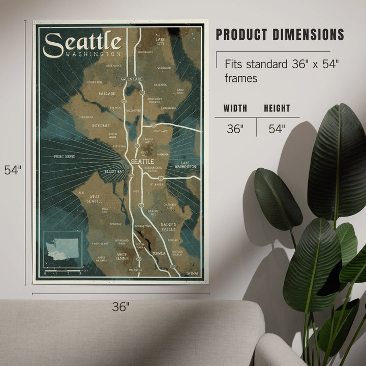 Seattle, Washington, Nautical Map, Art & Giclee Prints Art Lantern Press 