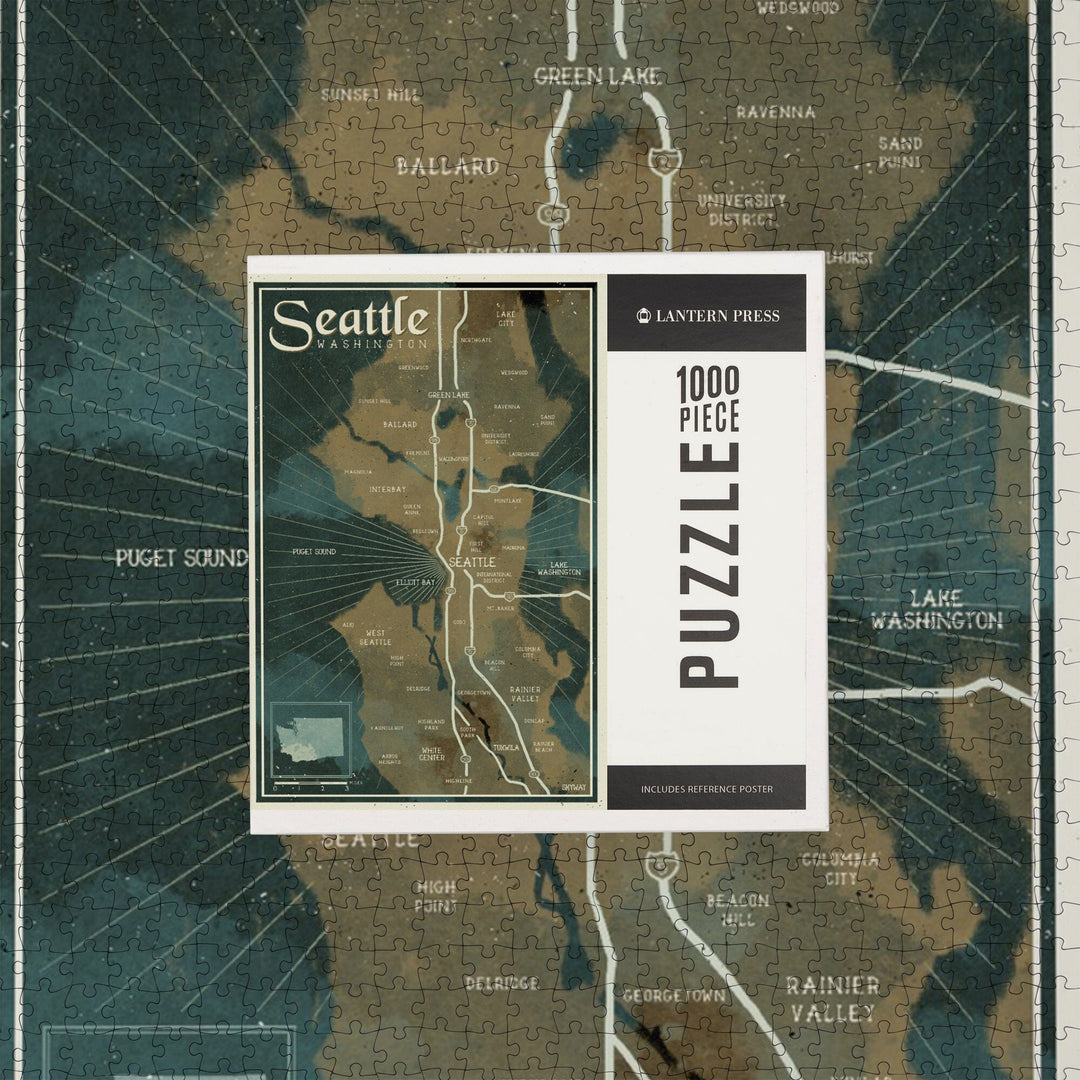 Seattle, Washington, Nautical Map, Jigsaw Puzzle Puzzle Lantern Press 