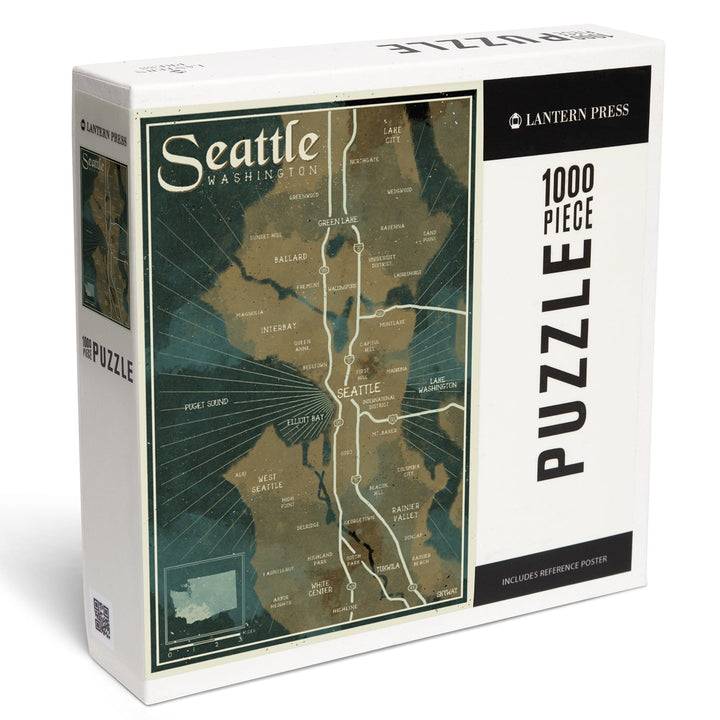 Seattle, Washington, Nautical Map, Jigsaw Puzzle Puzzle Lantern Press 