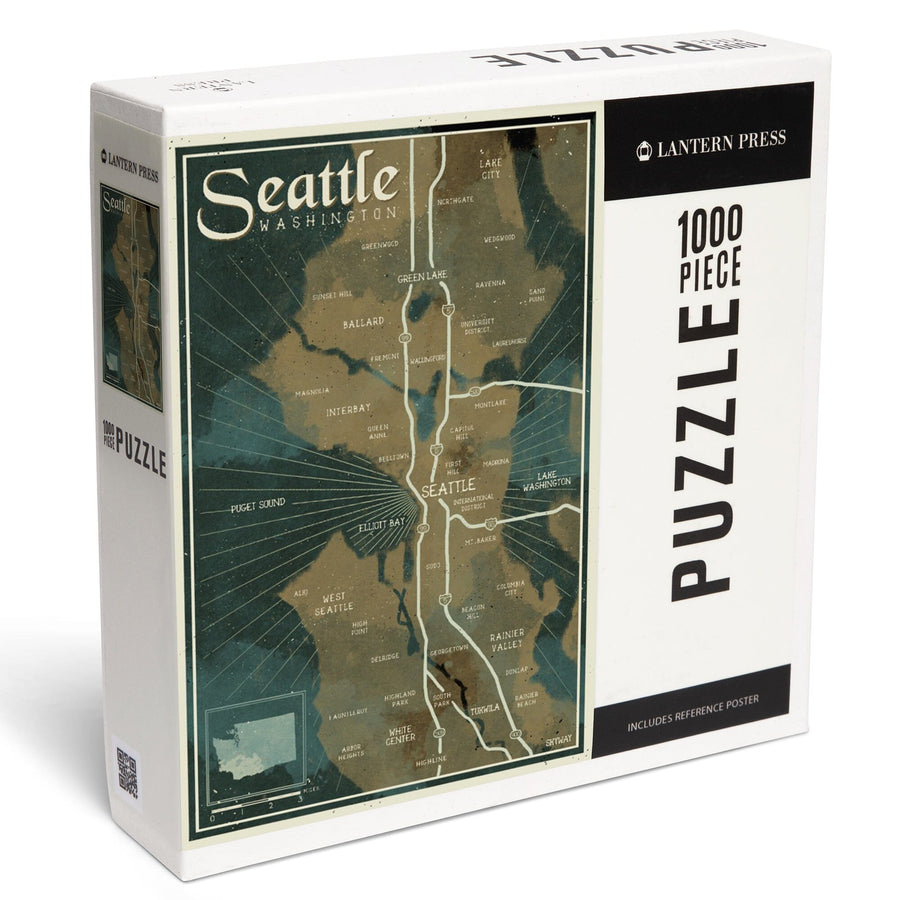 Seattle, Washington, Nautical Map, Jigsaw Puzzle Puzzle Lantern Press 