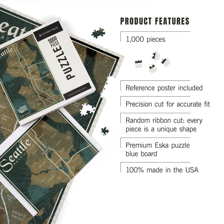 Seattle, Washington, Nautical Map, Jigsaw Puzzle Puzzle Lantern Press 