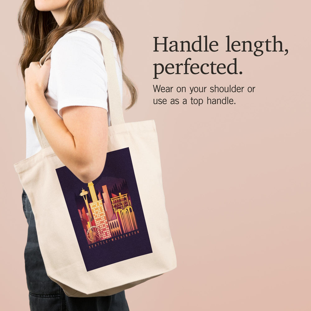 Seattle, Washington, Neon Skyline,, Tote Bag Totes Lantern Press 