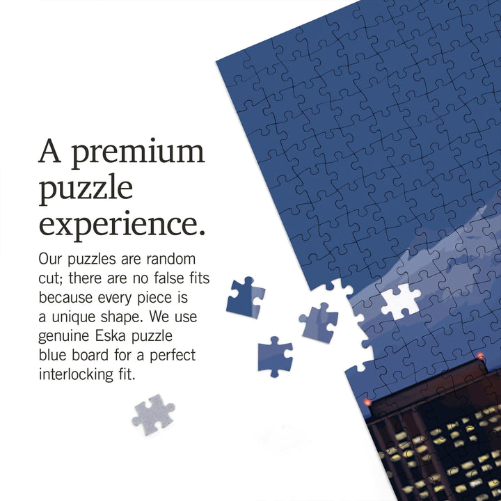 Seattle, Washington, Night Skyline, Image Only, Jigsaw Puzzle Puzzle Lantern Press 
