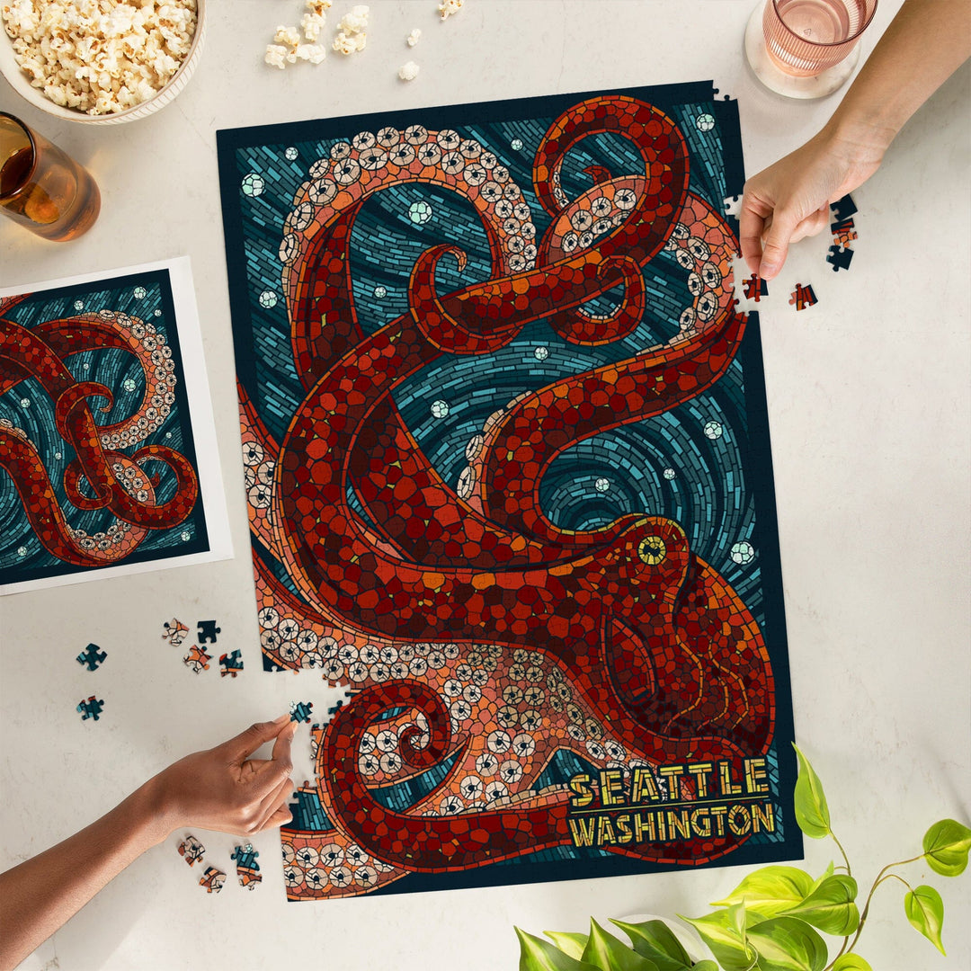 Seattle, Washington, Octopus Mosaic, Jigsaw Puzzle Puzzle Lantern Press 