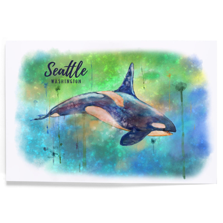 Seattle, Washington, Orca, Watercolor, Art & Giclee Prints Art Lantern Press 