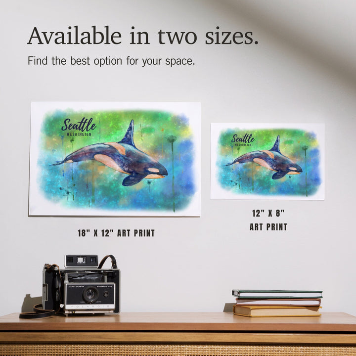 Seattle, Washington, Orca, Watercolor, Art & Giclee Prints Art Lantern Press 