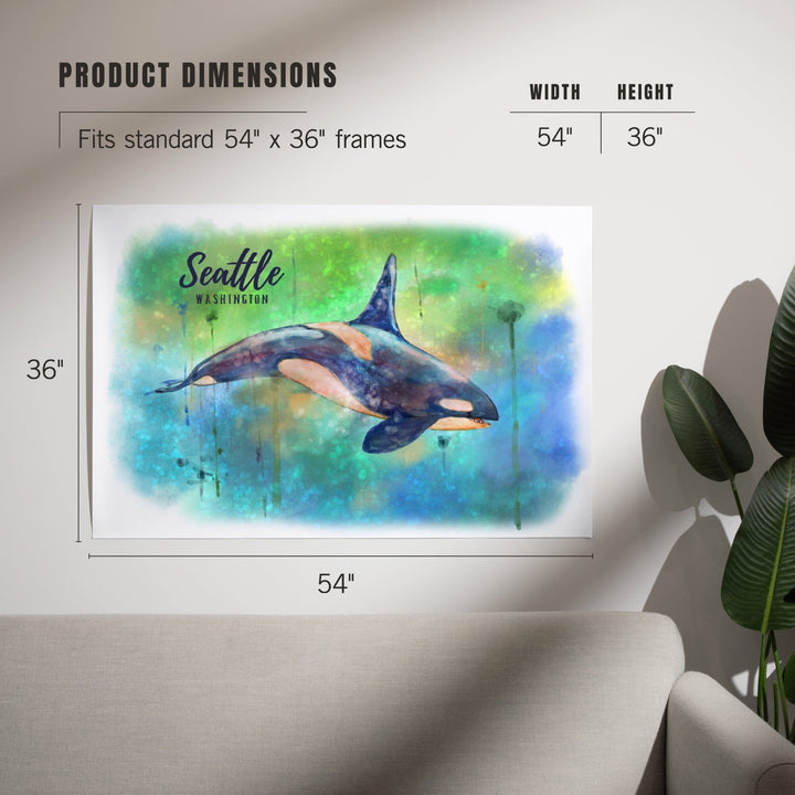 Seattle, Washington, Orca, Watercolor, Art & Giclee Prints Art Lantern Press 