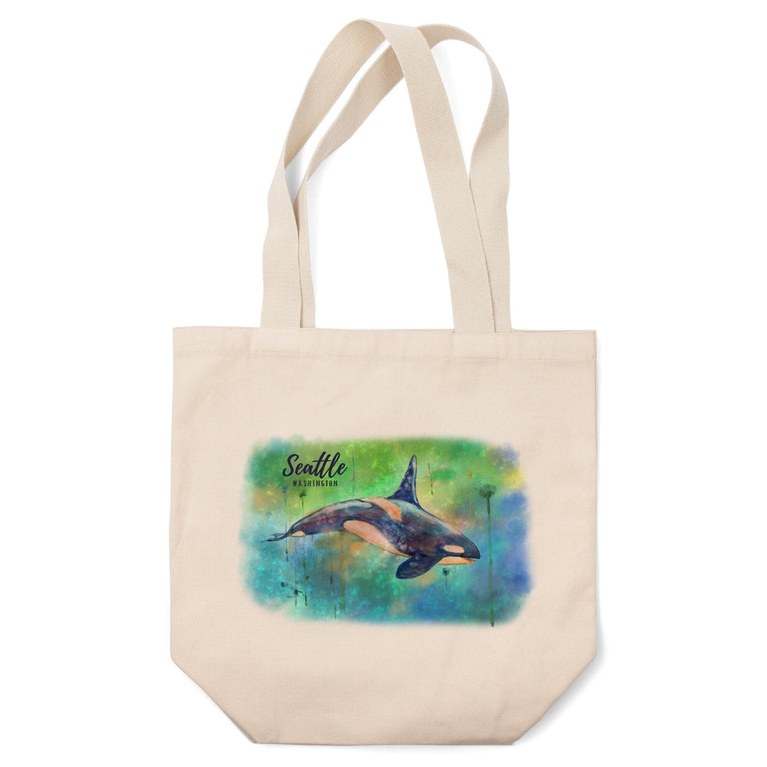 Seattle, Washington, Orca, Watercolor, Tote Bag Totes Lantern Press 