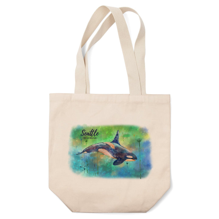 Seattle, Washington, Orca, Watercolor, Tote Bag Totes Lantern Press 