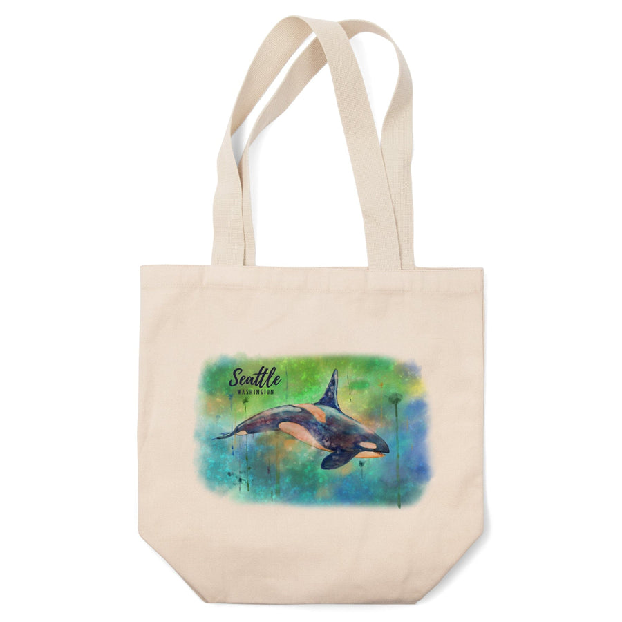 Seattle, Washington, Orca, Watercolor, Tote Bag Totes Lantern Press 