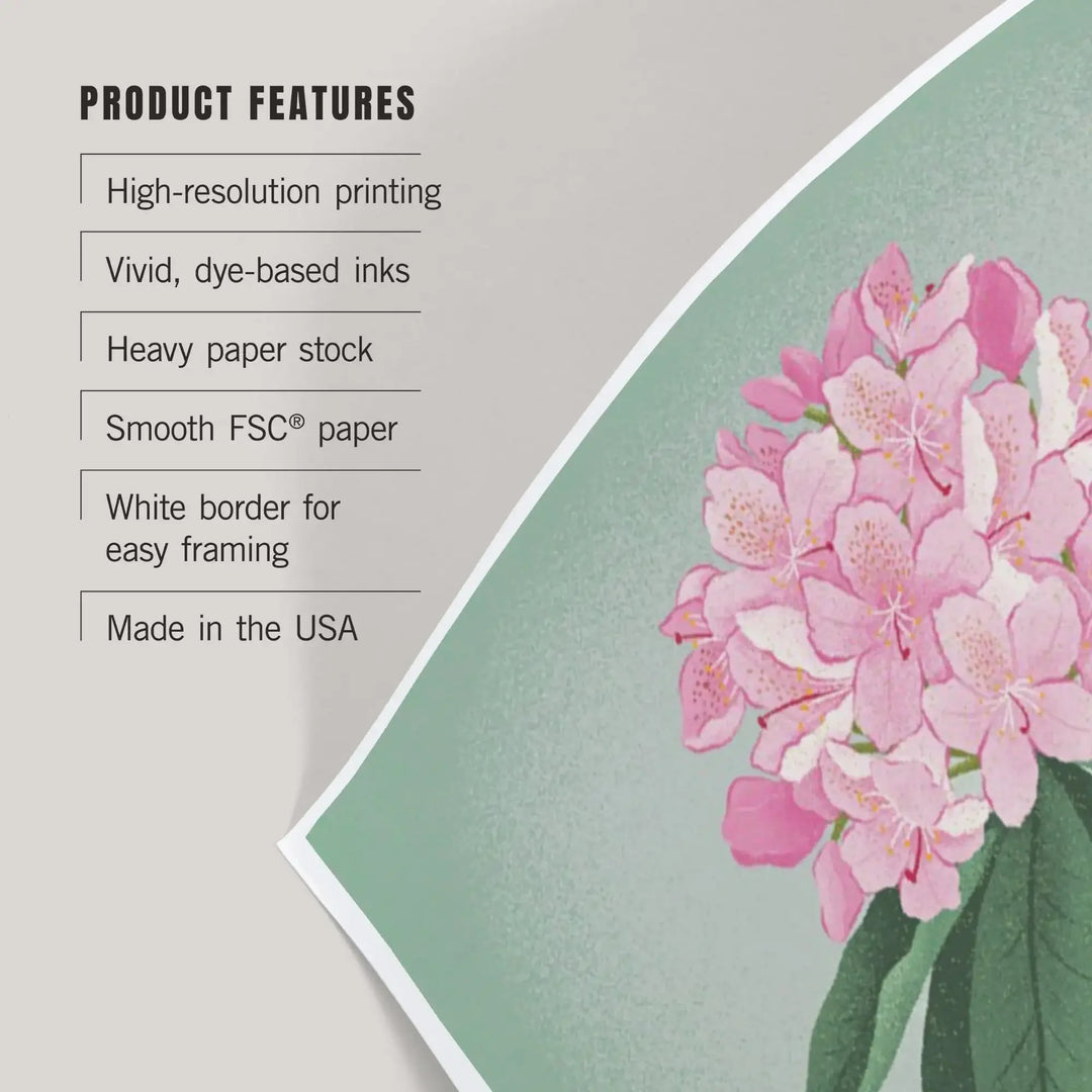 Seattle, Washington, Pacific Rhododendron, Vintage Flora, State Series, Art & Giclee Prints Art Lantern Press 
